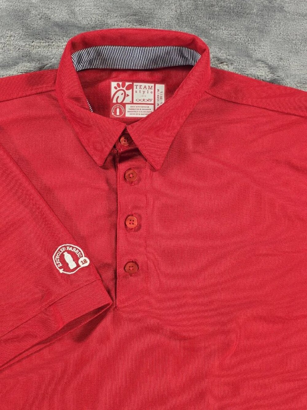 Chick-fil-A Polo Shirt Mens M Red Oobe Team Style Short Sleeve Polyester